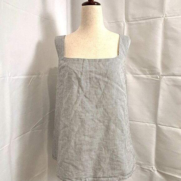 J. Crew Factory Tops - NWT J Crew Striped linen-blend Square neck tank top Size L